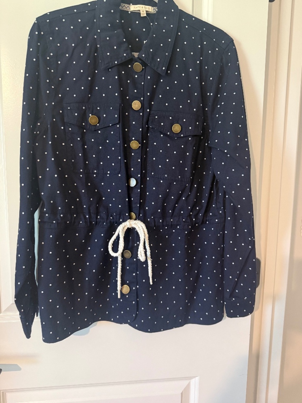 Kate & Sam Navy Twill Poka Dot Jacket, Sz: Medium, NWT